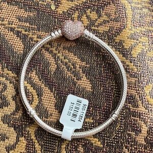 Pandora Silver Bracelet with Rose Gold Heart